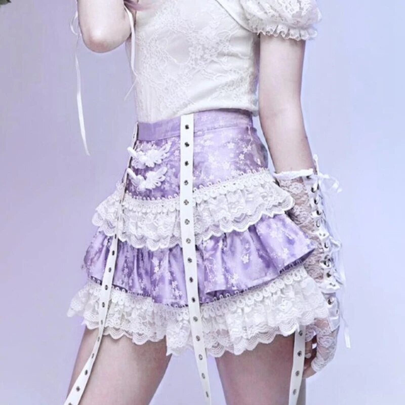 Harajuku High Waist Ribbon Skirt