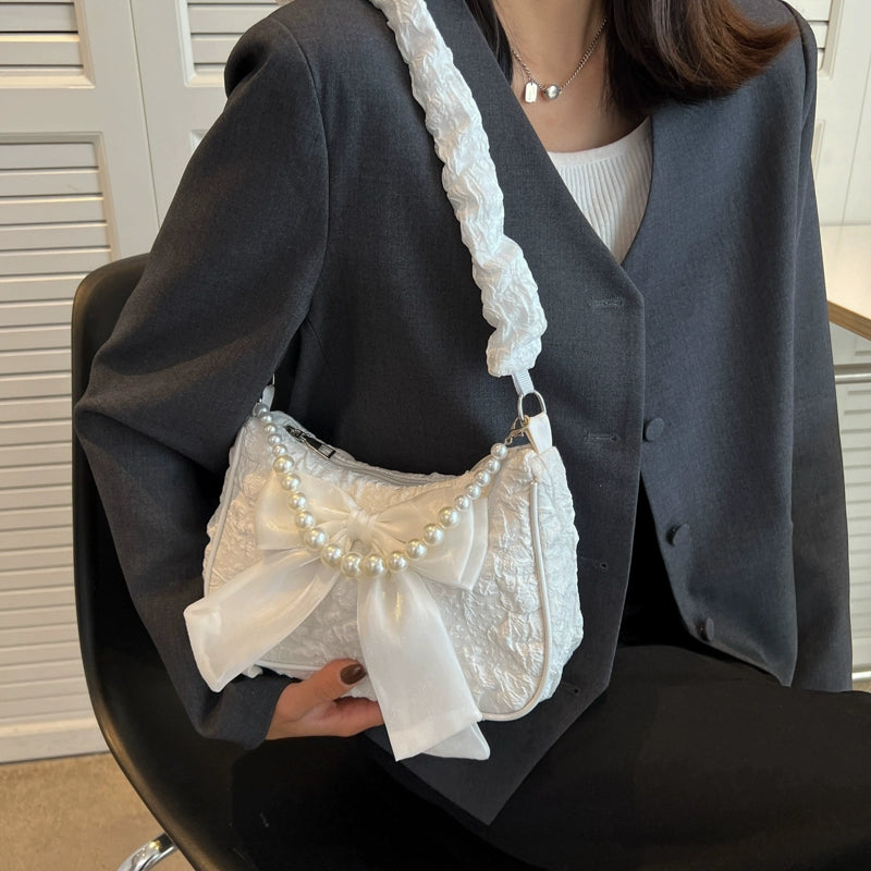 Stylish Pearl Bow Hand-Carrying Shoulder Bag