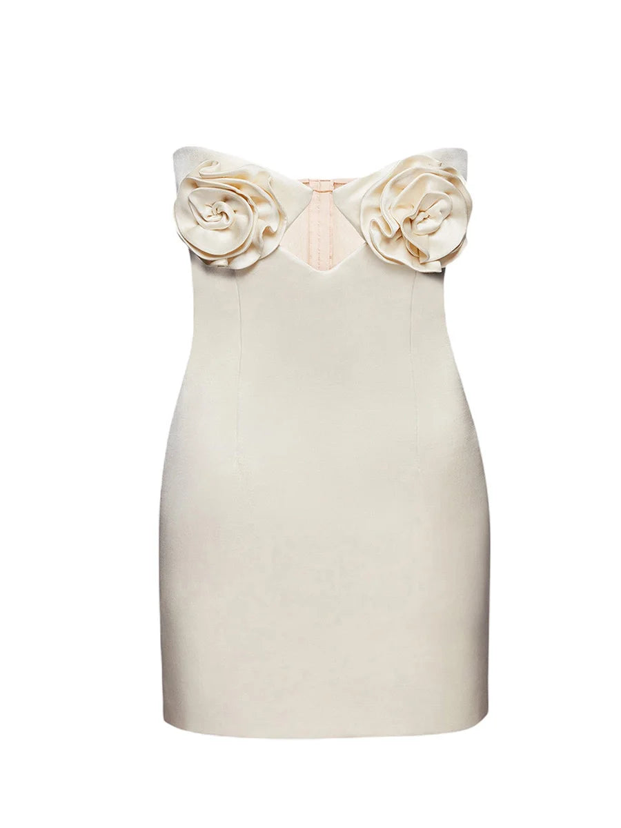 White Rose Breasted Mini Dress