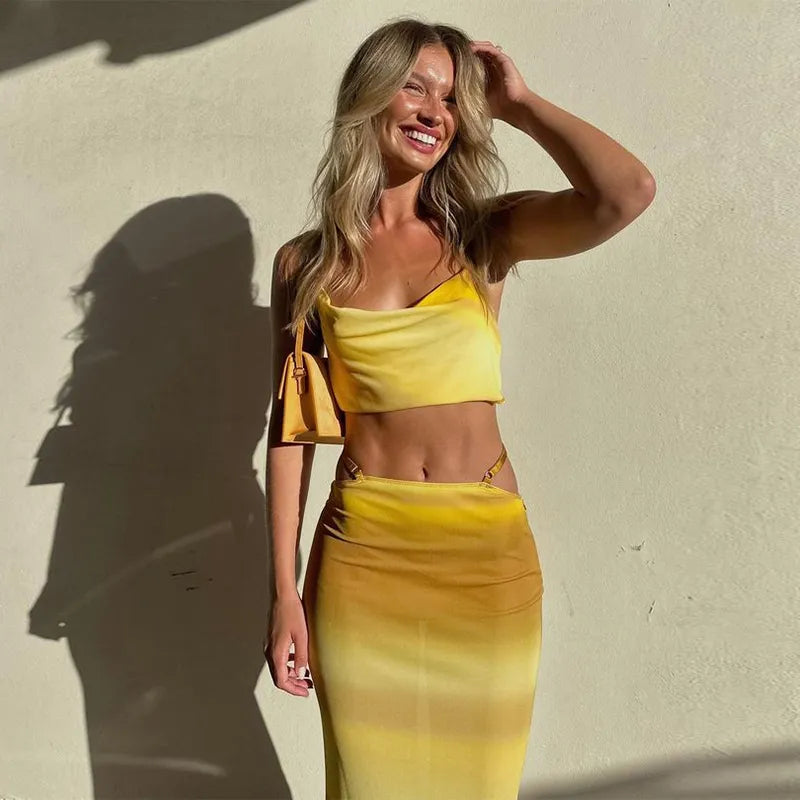 Sunkissed Crop Top And Long Skirt