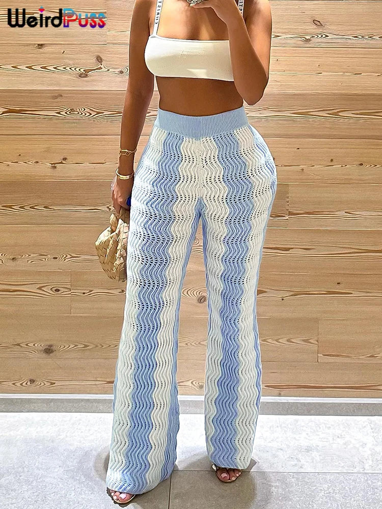 Knitted Twisted Angled Slick Pants