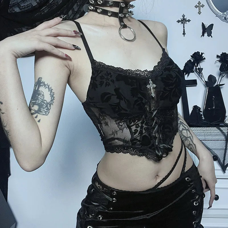 Suede Gothic Lace Camisole