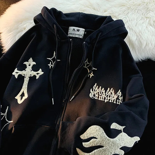 Gothic Embroidery Hoodie