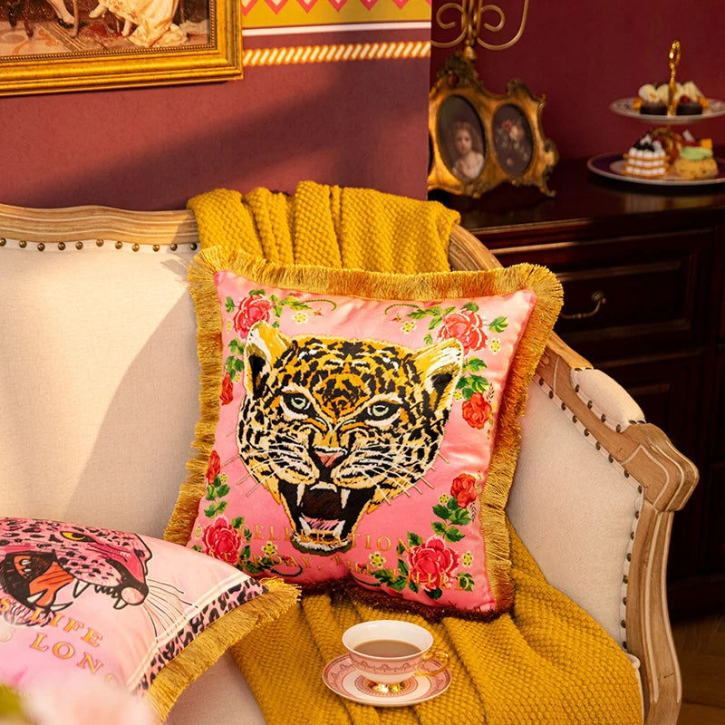 Chic Leopard Tiger Velvet Cushion Cover