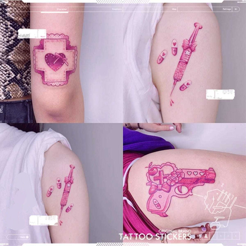 Waterproof Large Pink Fake Tattoo